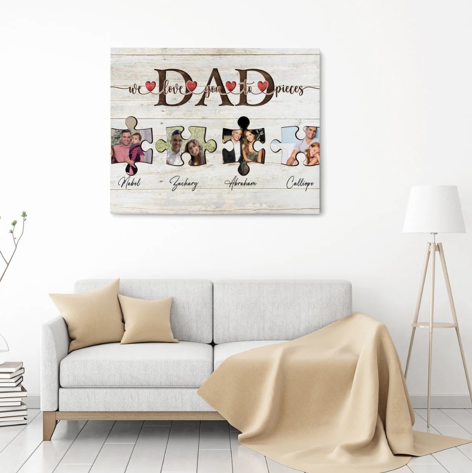 Dad We Are Love You To Pieces Poster Canvas Fathers Day Puzzle With Kid Name Personalized Family Members Name Poster Fathers Day Canvas Poster